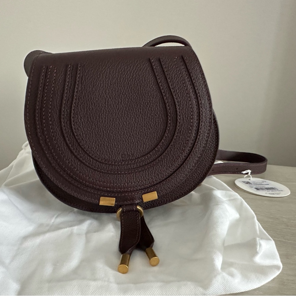 NWT Chloe Burgundy Small Marcie Saddle Bag